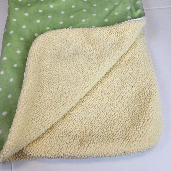 Just One Year by Carter's baby blanket green polka dot yellow sherpa Love Bug - Picture 3 of 5